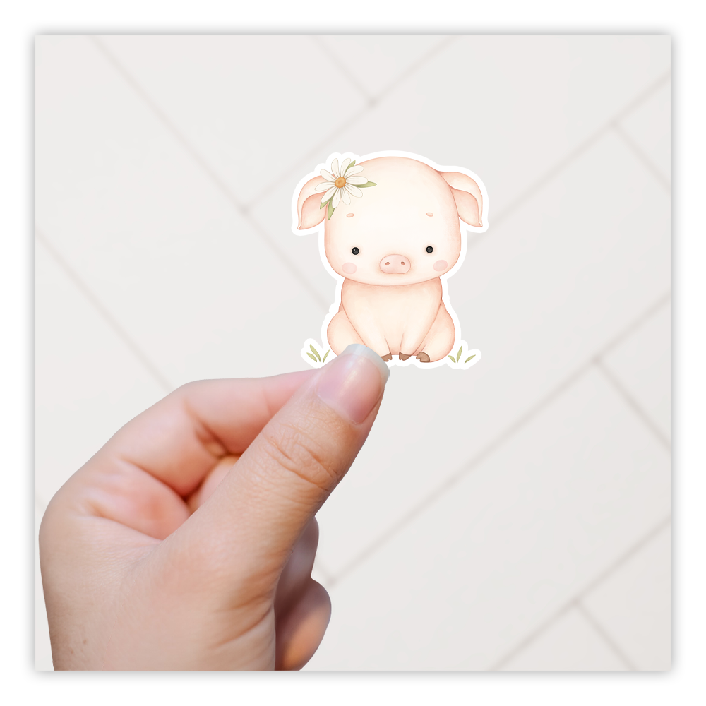 Sitting Pig Die Cut Sticker (2431)