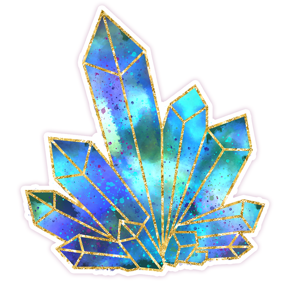 Blue Crystal Cluster Die Cut Sticker (247)