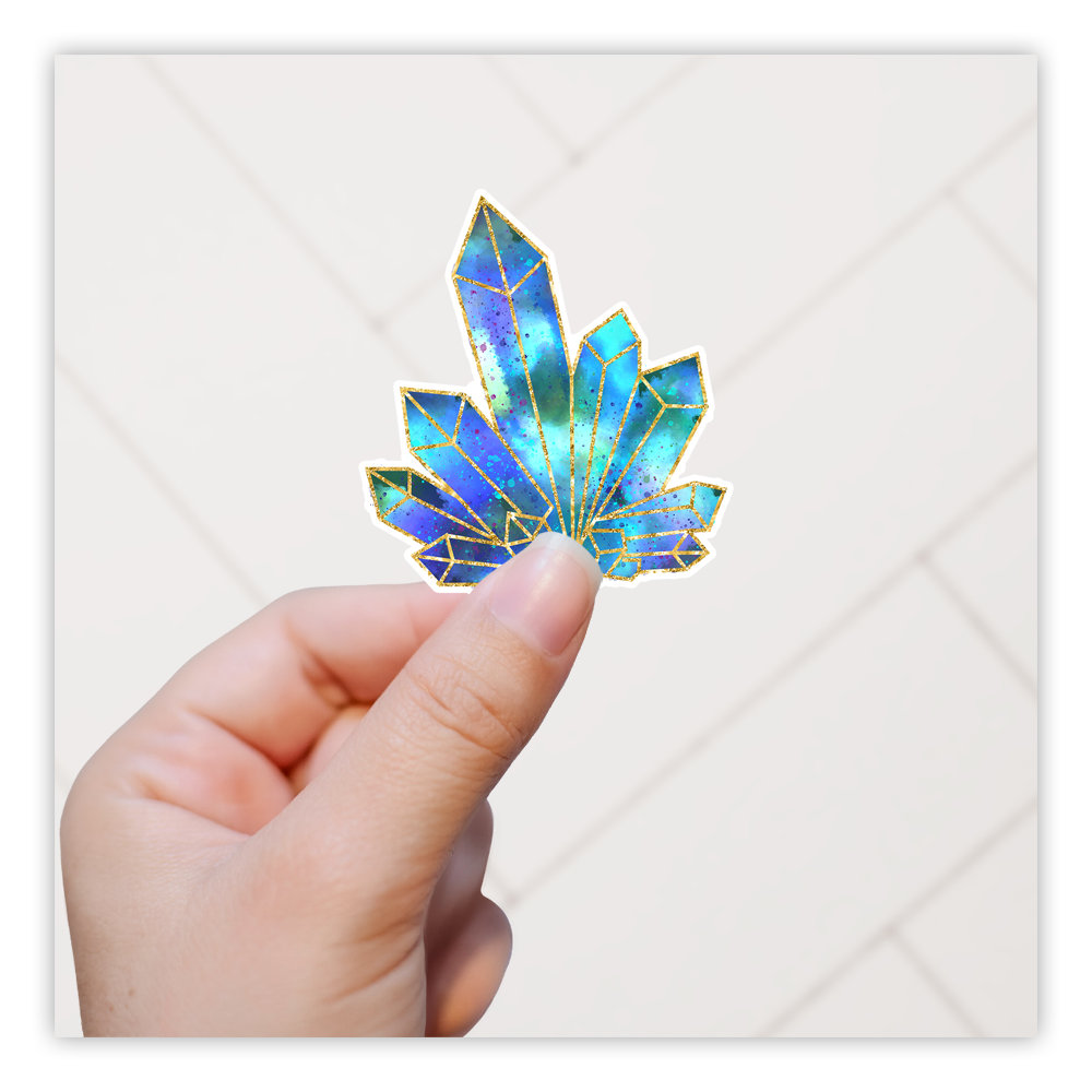 Blue Crystal Cluster Die Cut Sticker (247)