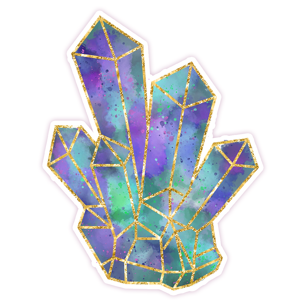 Blue Purple Green Crystal Cluster Die Cut Sticker (249)