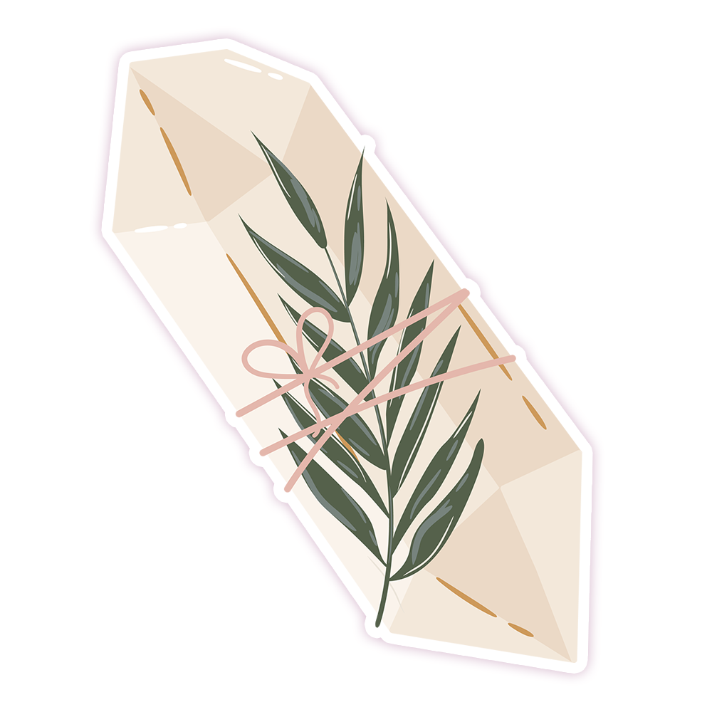 Boho Crystal Leaf Die Cut Sticker (250)