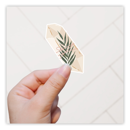 Boho Crystal Leaf Die Cut Sticker (250)
