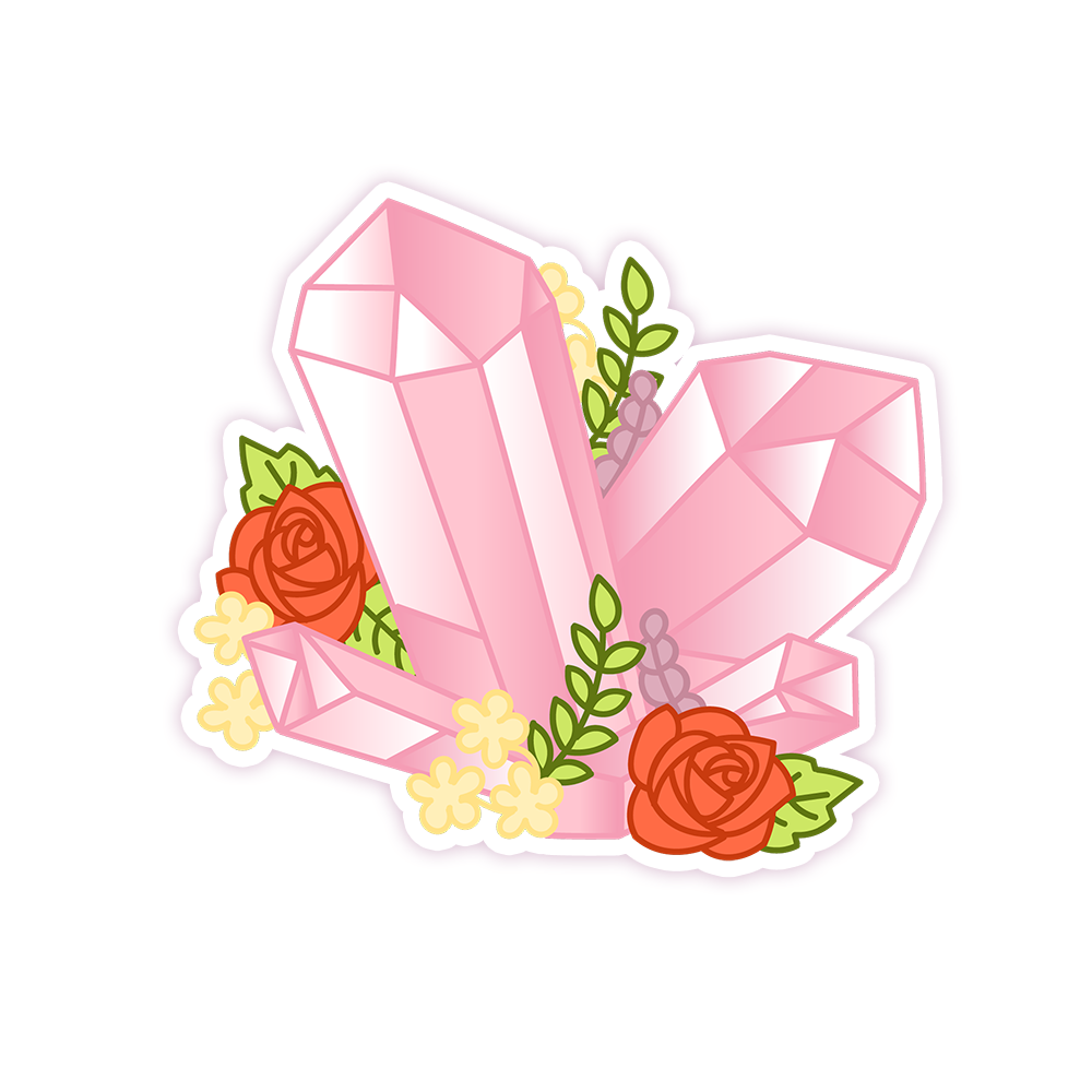 Pink Boho Crystals Flowers Die Cut Sticker (252)