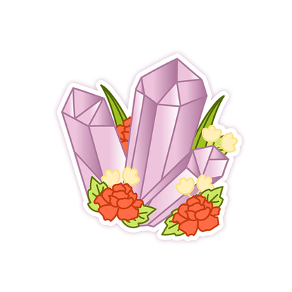 Purple Boho Crystals Flowers Die Cut Sticker (253)