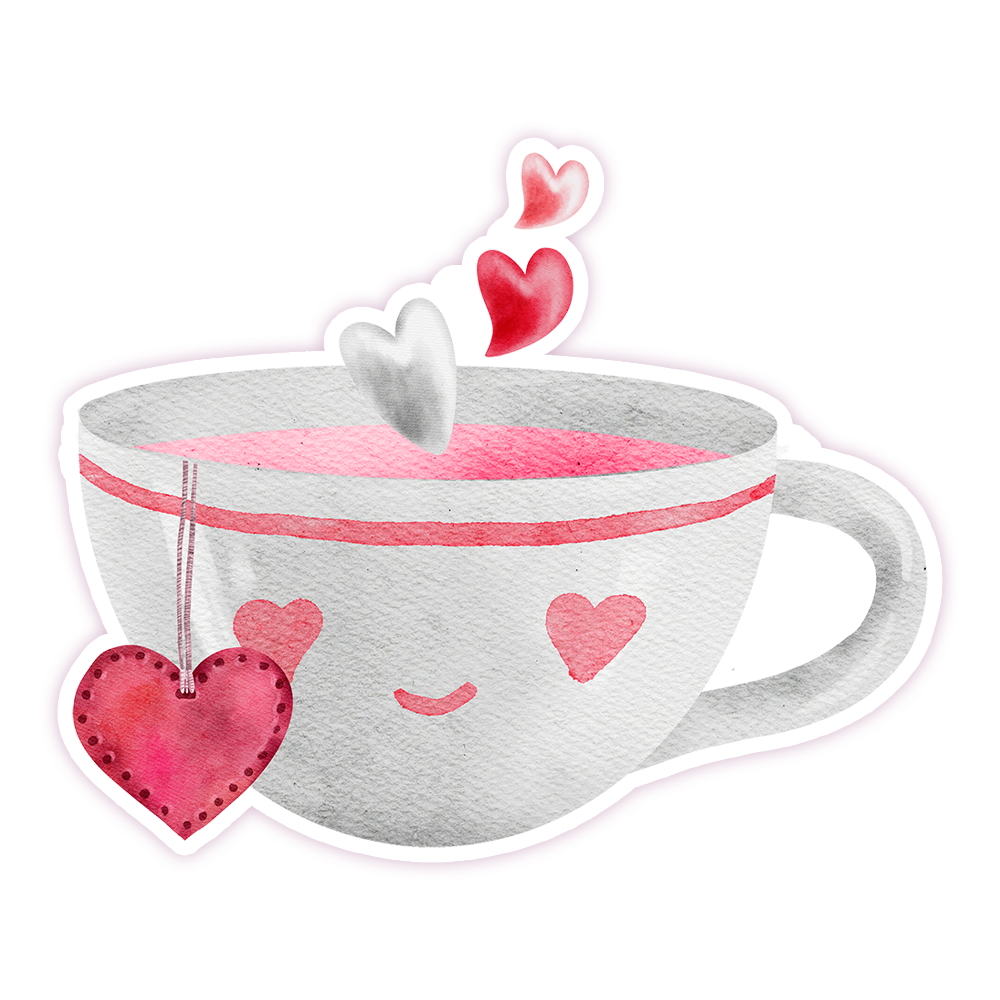 Love Cup of Tea Die Cut Sticker (255)