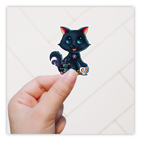 Halloween Black Cat Die Cut Sticker (259)