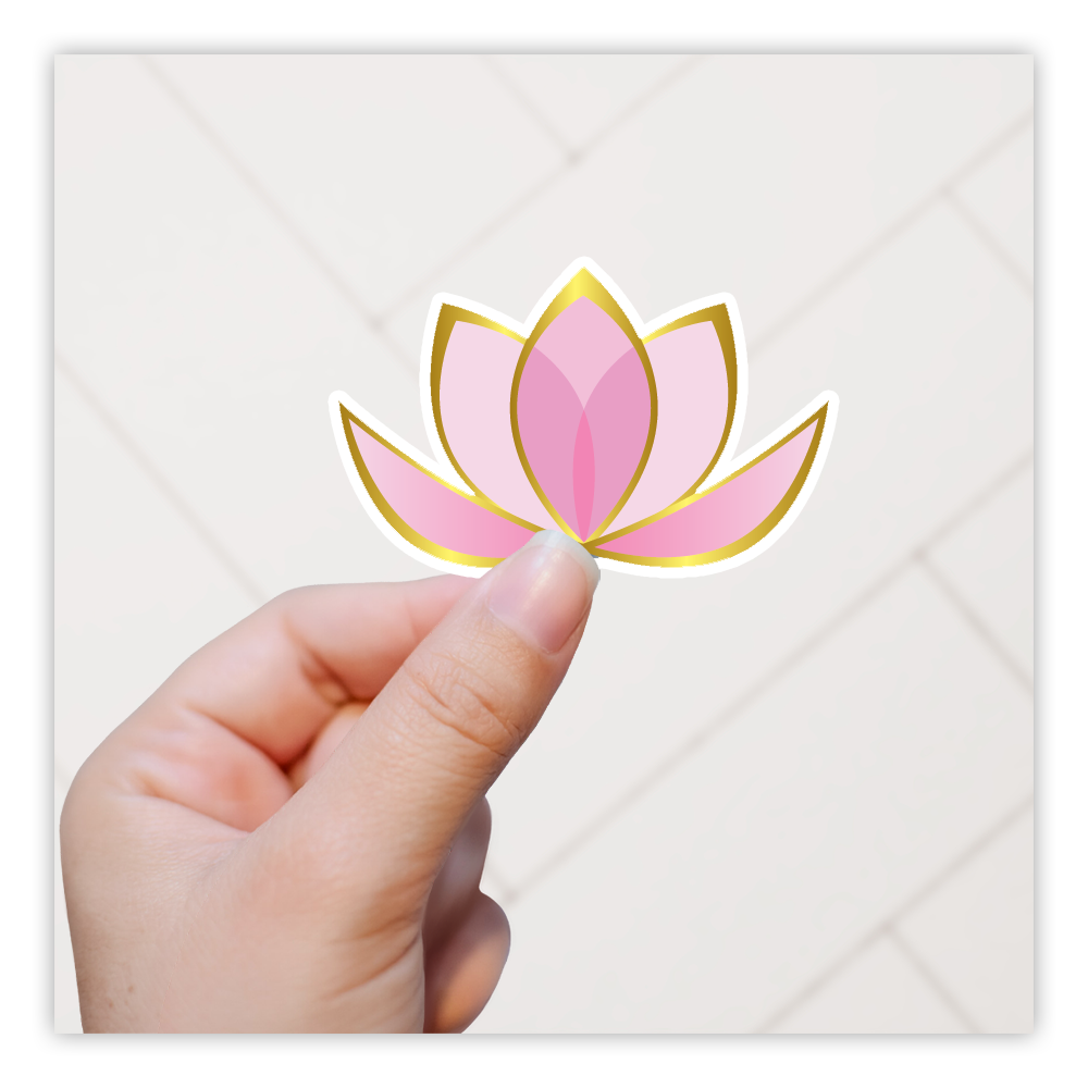 Pink and Gold Lotus Flower Die Cut Sticker (2629)