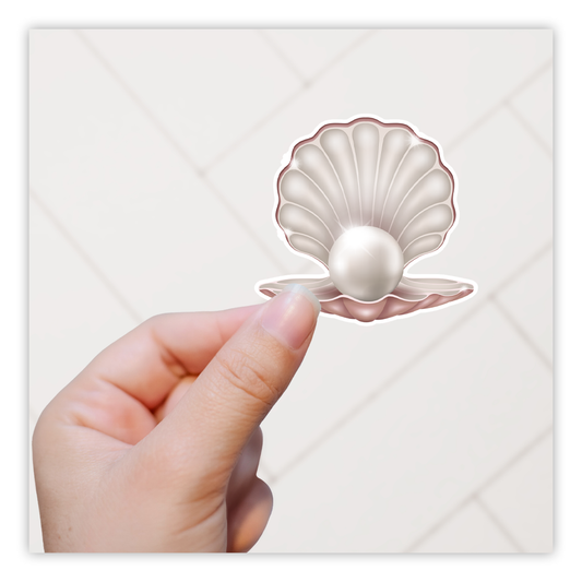 Pink Oyster Seashells with Pearl Die Cut Sticker (2670)