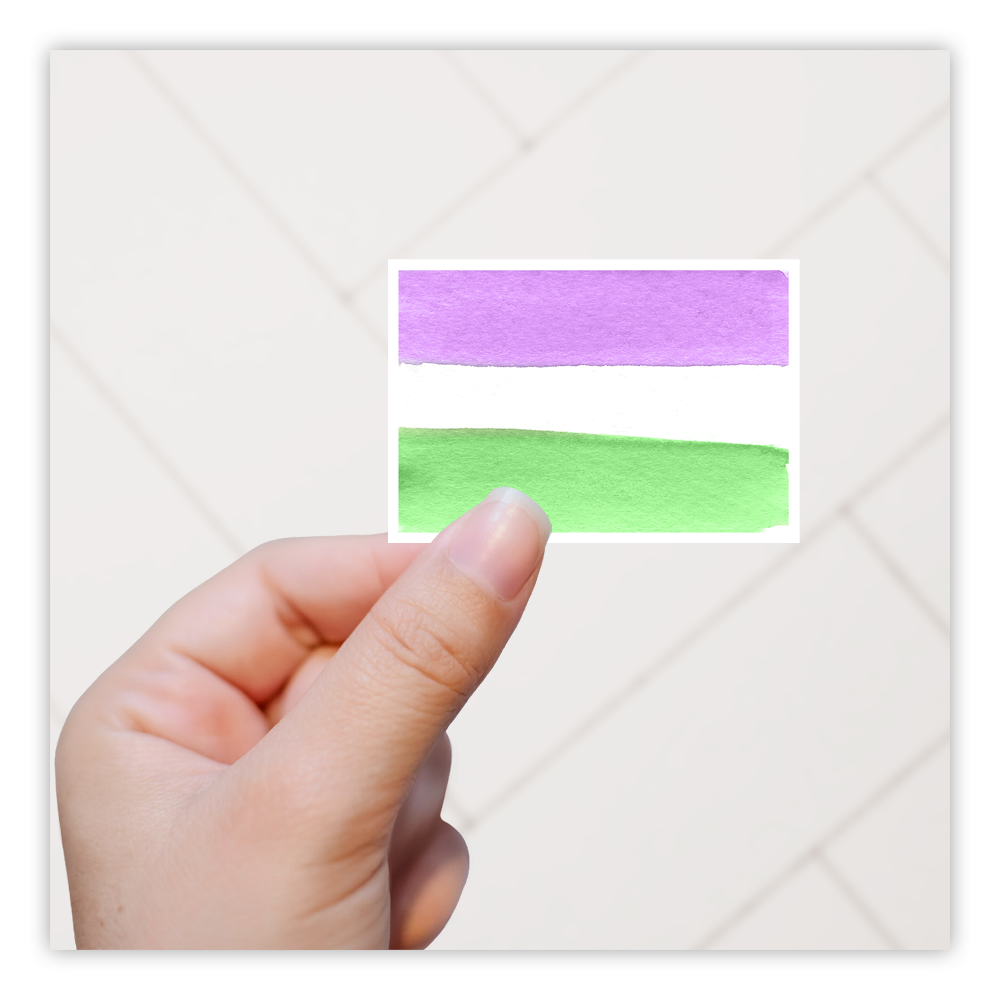 Gender Queer Watercolor Pride Flag Die Cut Sticker (268)