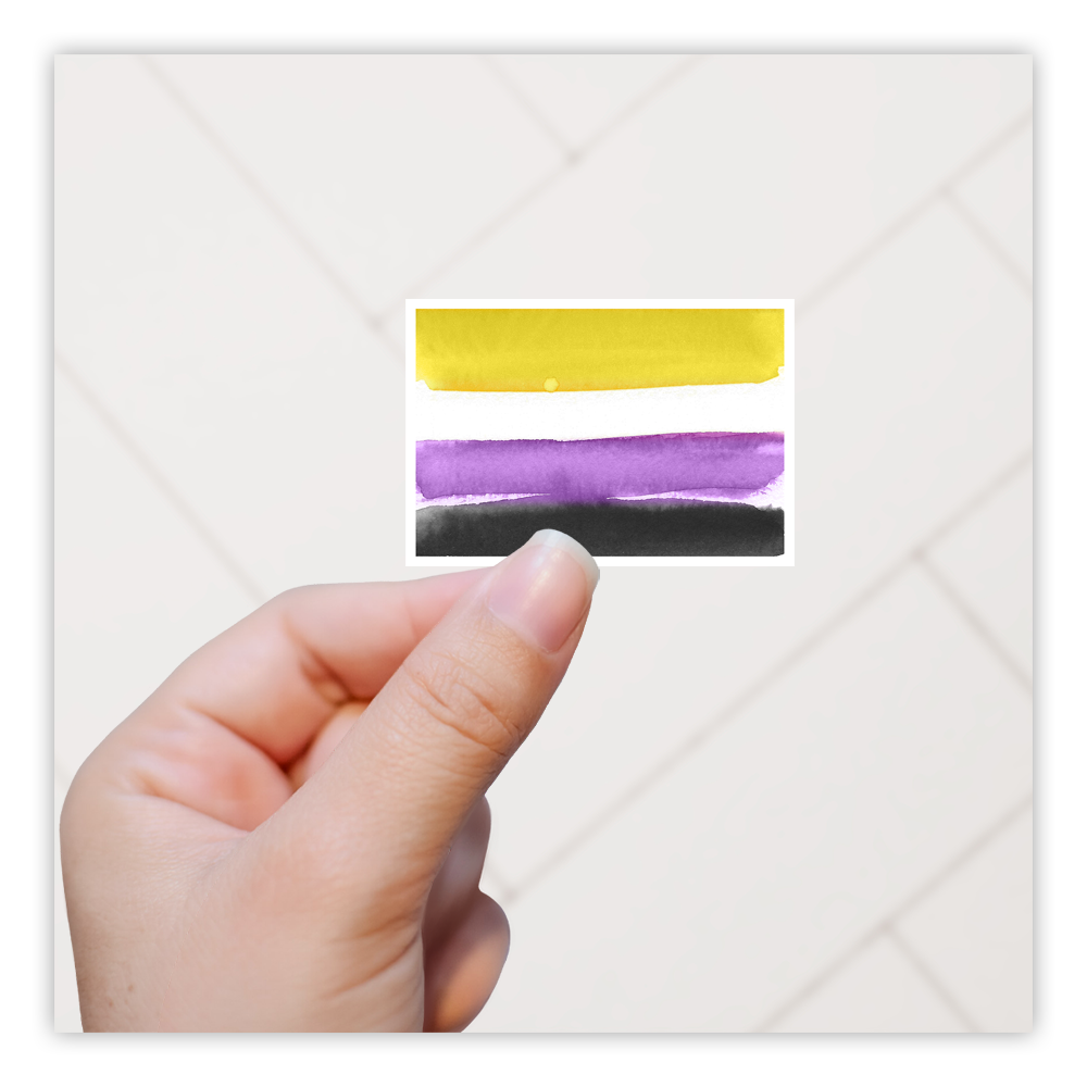 Non Binary Watercolor Pride Flag Die Cut Sticker (271)