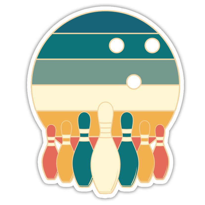 Retro Bowling Die Cut Sticker (2739)