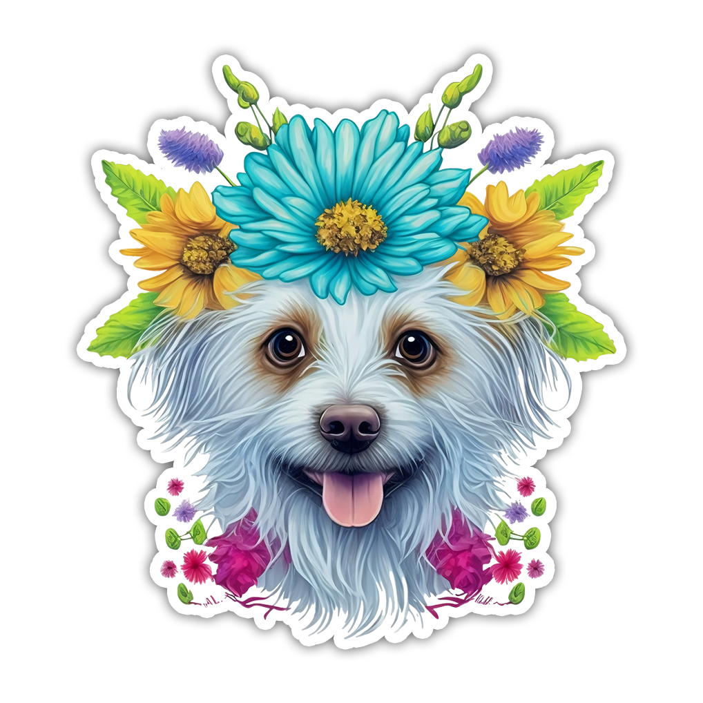 White Benji Dog Die Cut Sticker (2779)