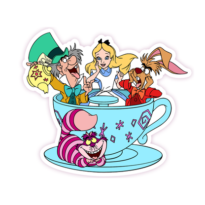 Disney Alice in Wonderland Characters Tea Cup Die Cut Sticker (28)