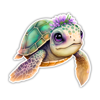 Sweet Baby Sea Turtle Die Cut Sticker (2803)