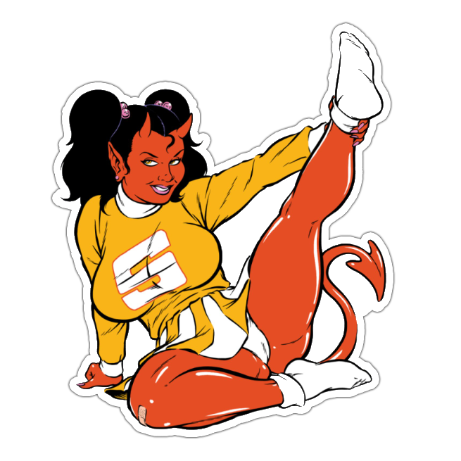 Coop Devil Girl Cheerleader Die Cut Sticker (2826)