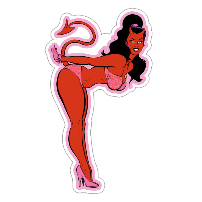 Coop Devil Girl Pink Bikini Die Cut Sticker (2827)