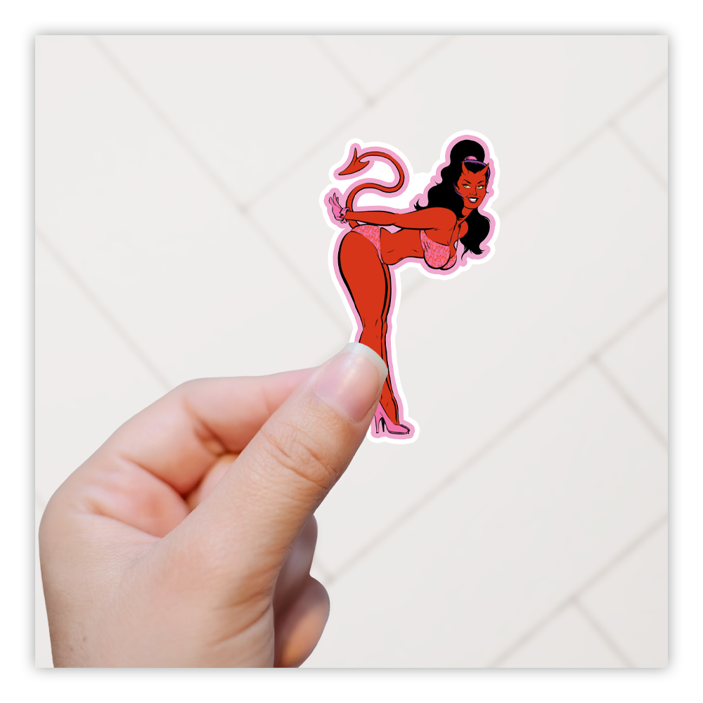 Coop Devil Girl Pink Bikini Die Cut Sticker (2827)