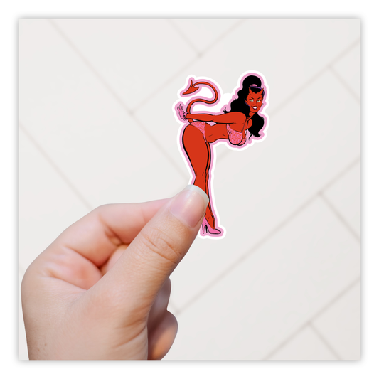 Coop Devil Girl Pienk Bikini Die Cut Sticker (2827)