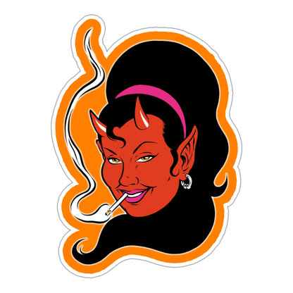 Coop Devil Girl Smoking Die Cut Sticker (2828)