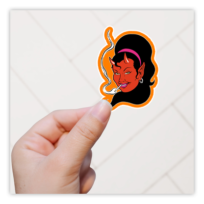 Coop Devil Girl Smoking Die Cut Sticker (2828)