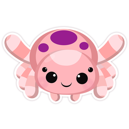 Cute Pink Spider Die Cut Sticker (284)