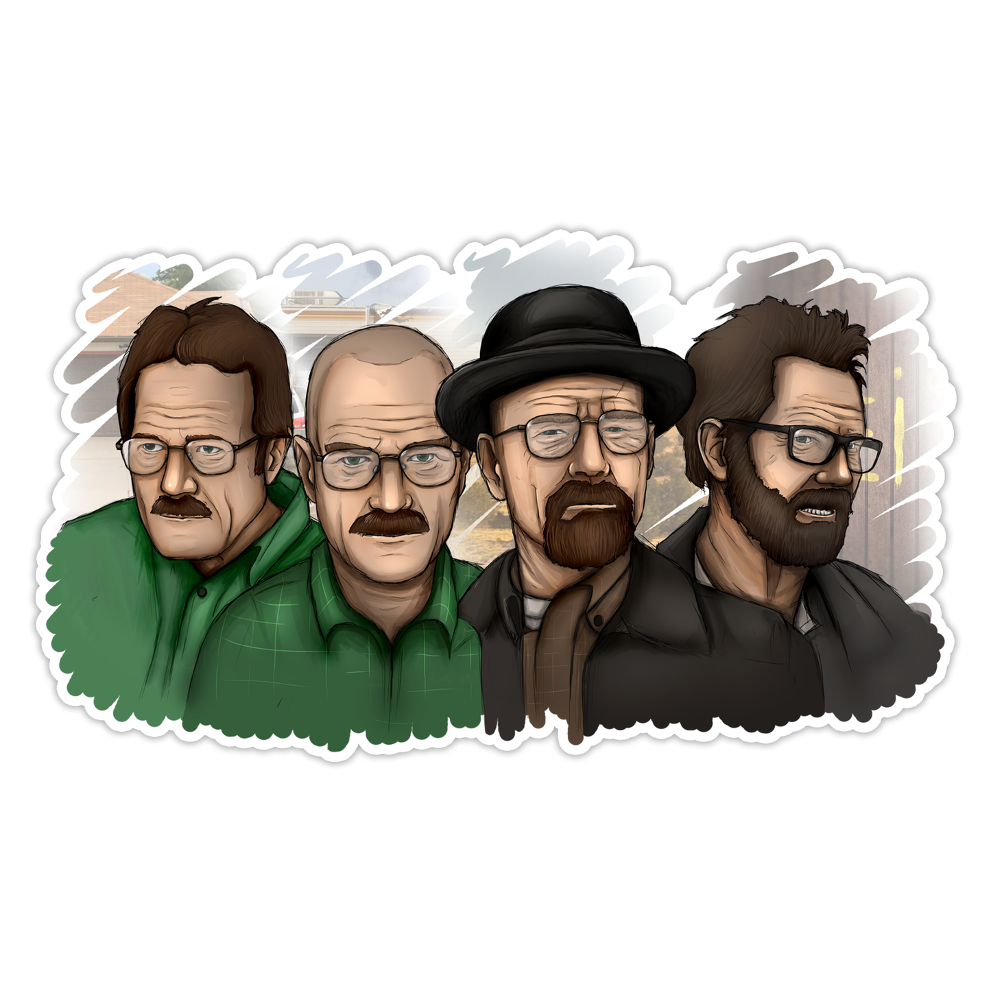 Breaking Bad Walter White Iconic Looks Die Cut Sticker (2850)