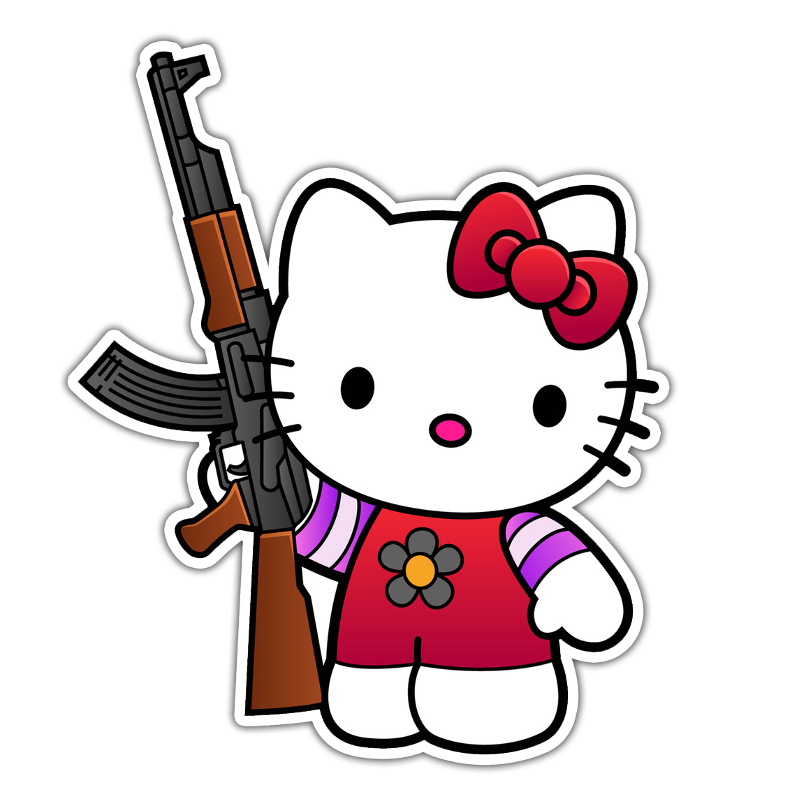 Machine Gun Kitty Die Cut Sticker (2889)