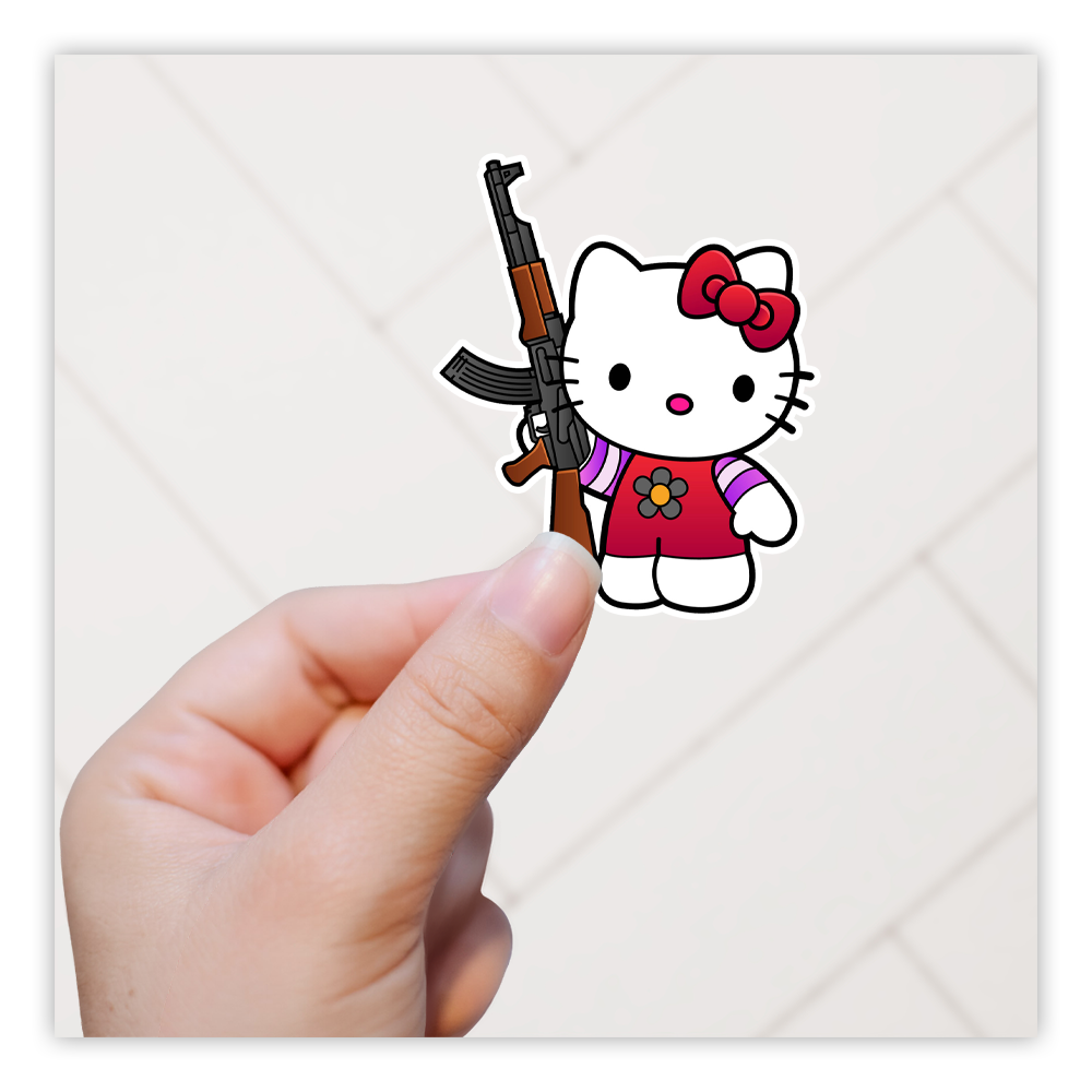 Machine Gun Kitty Die Cut Sticker (2889)