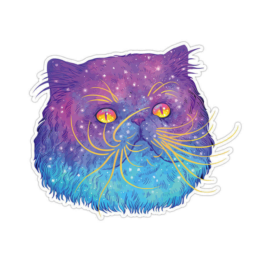 Rainbow Cat Face Die Cut Sticker (2902)
