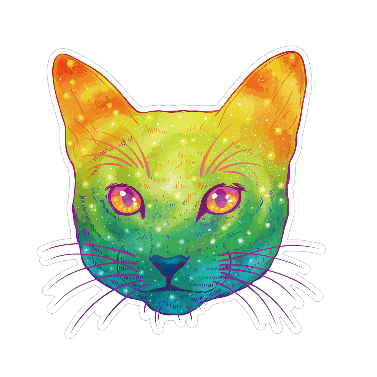Rainbow Cat Face Die Cut Sticker (2903)