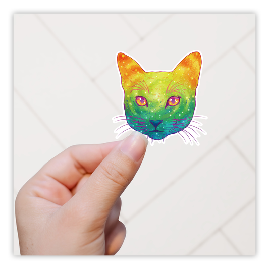 Rainbow Cat Face Die Cut Sticker (2903)