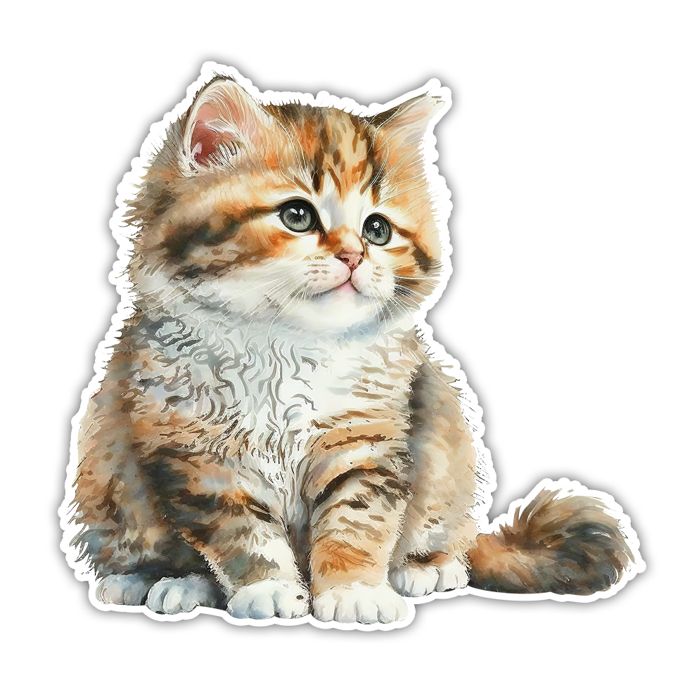 Fluffy Cat Die Cut Sticker (2920)
