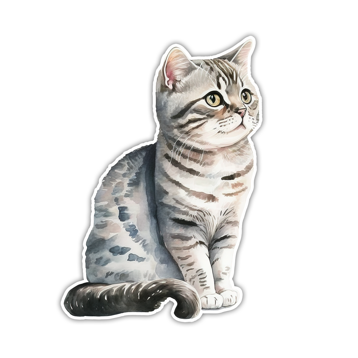 Striped Cat Die Cut Sticker (2925)