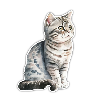 Striped Cat Die Cut Sticker (2925)