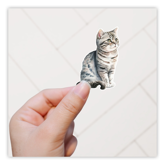 Striped Cat Die Cut Sticker (2925)