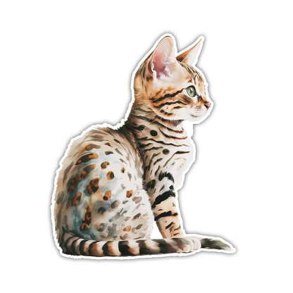 Striped Cat Die Cut Sticker (2927)