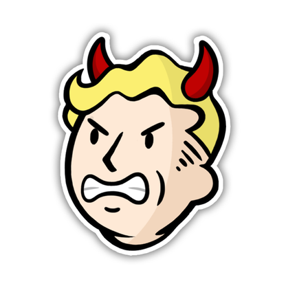 Fallout Angry Vault Boy Devil Horns Die Cut Sticker (2958)