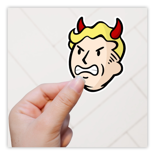 Fallout Angry Vault Boy Devil Horns Die Cut Sticker (2958)