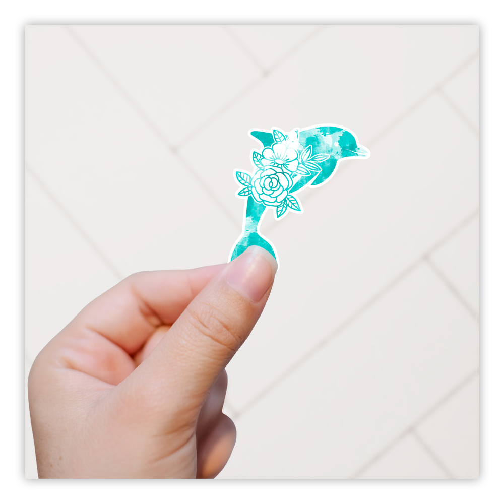 Floral Dolphin Die Cut Sticker (297)