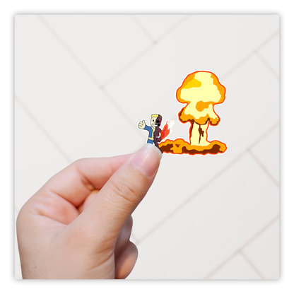 Fallout Vault Boy Nuclear Mushroom Cloud Die Cut Sticker (3011)