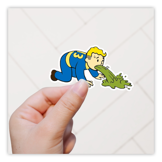 Fallout Vault Boy Puking Die Cut Sticker (3016)