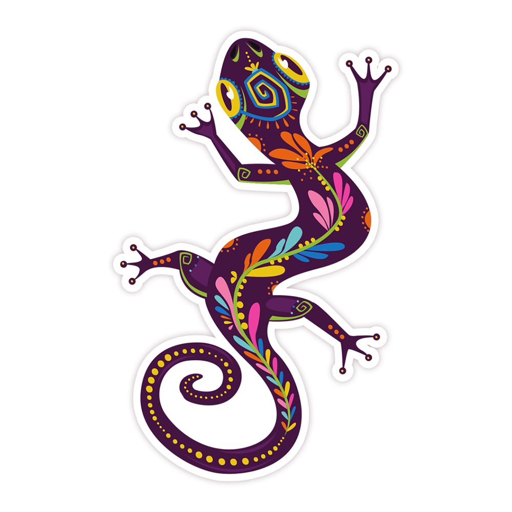 Day of the Dead Gecko Die Cut Sticker (302)