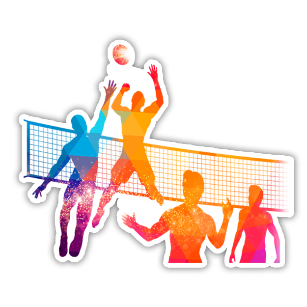 Watercolor Volleyball Players Die Cut Sticker (3035)