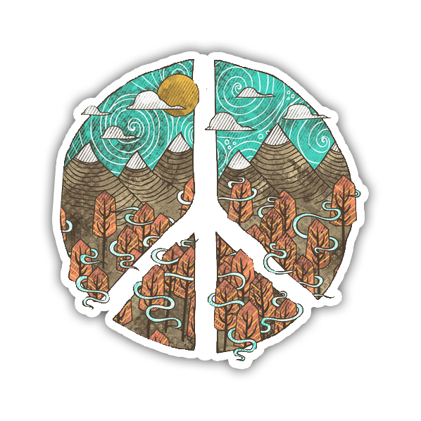 Mountain View Peace Sign Die Cut Sticker (3061)