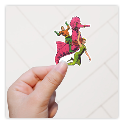 Aquaman on Seahorse with Mera Die Cut Sticker (3111)