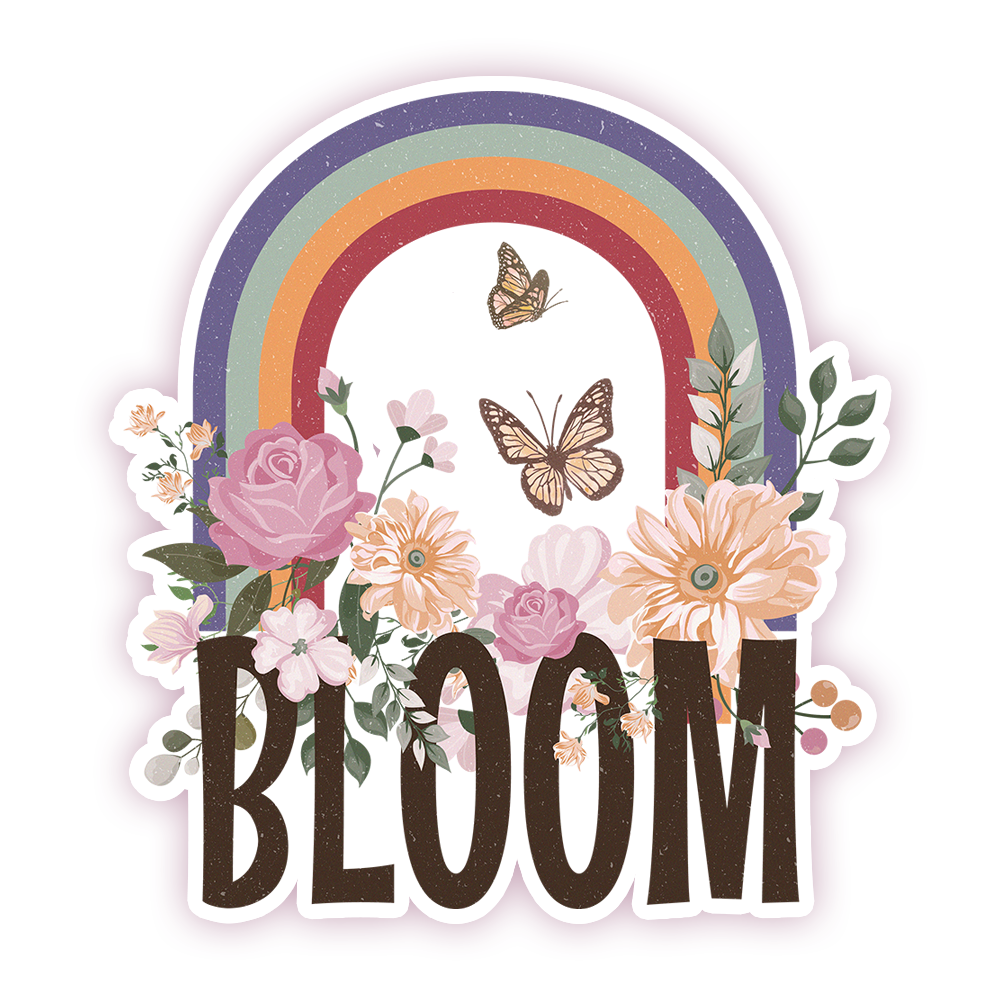 Bloom Rainbow Flowers Die Cut Sticker (32)