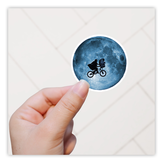E.T. Extraterrestrial In Front of Moon Die Cut Sticker