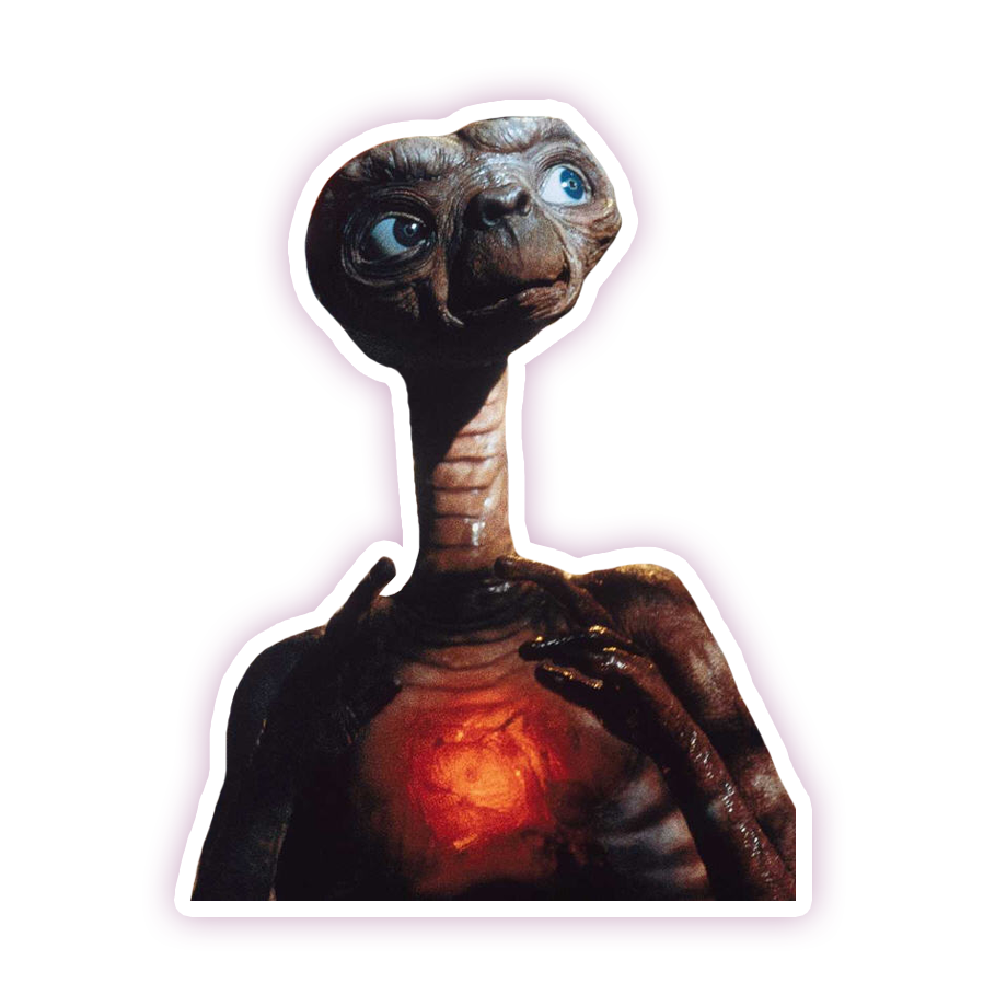 E.T. The Extraterrestrial Glowing Heart Die Cut Sticker (325)