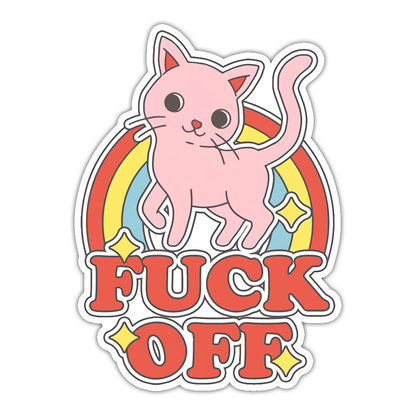 Retro Pink Kitty Fuck Off Die Cut Sticker (3299)