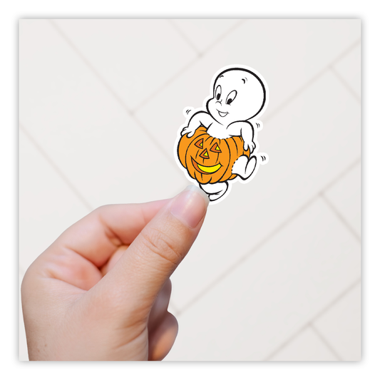 Casper The Friendly Ghost Pumpkin Halloween Die Cut Sticker (3343)